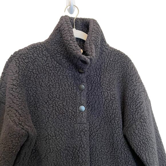 J Crew Snap-Collar Sherpa Sweatshirt in Polartec® Fleece Black Women's S - Picture 5 of 10